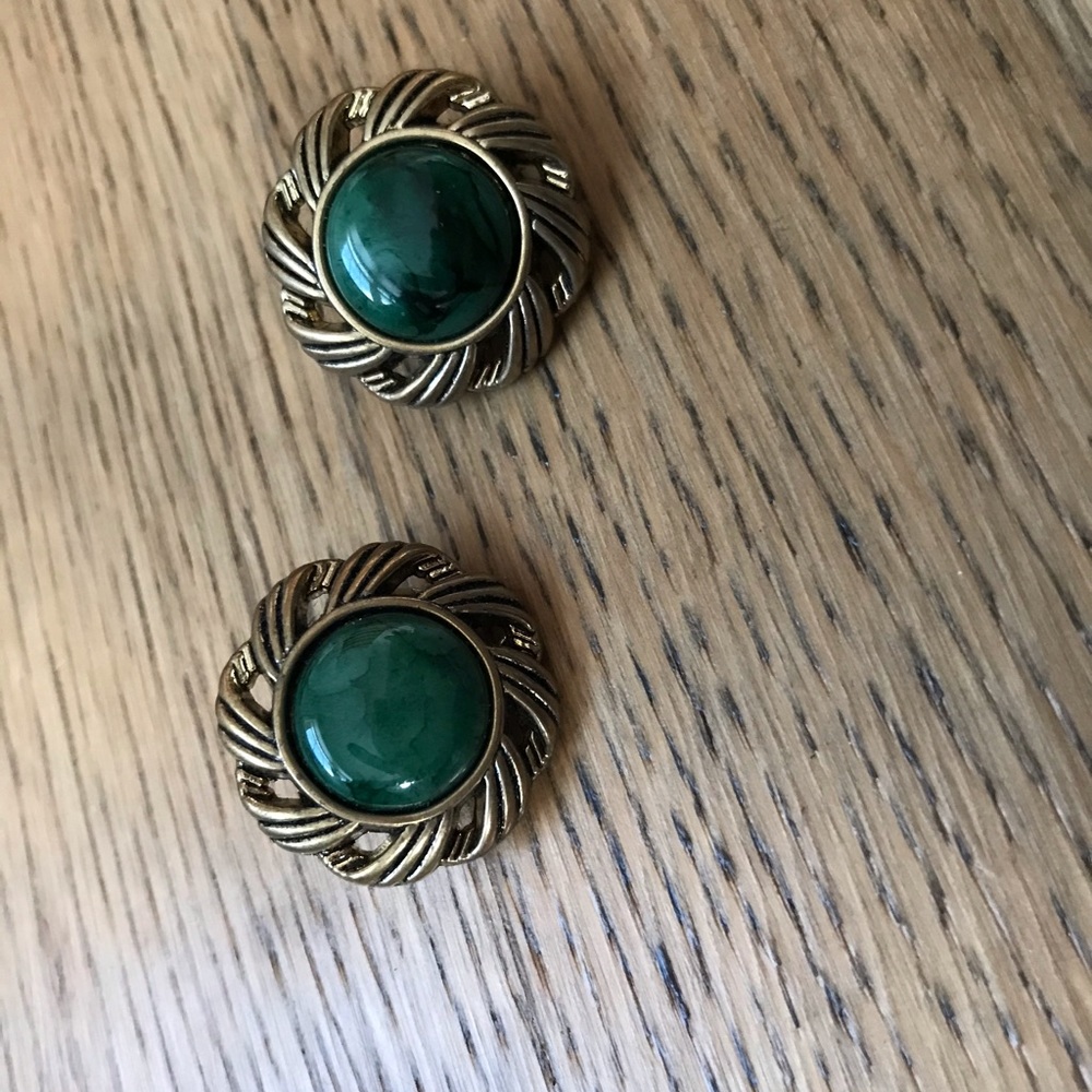 Bundle 3 for $10 vintage green and gold clip on earrings